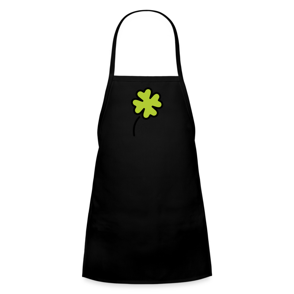 Customizable Four Leaf Clover Moji Kids' Apron - Emoji.Express - black