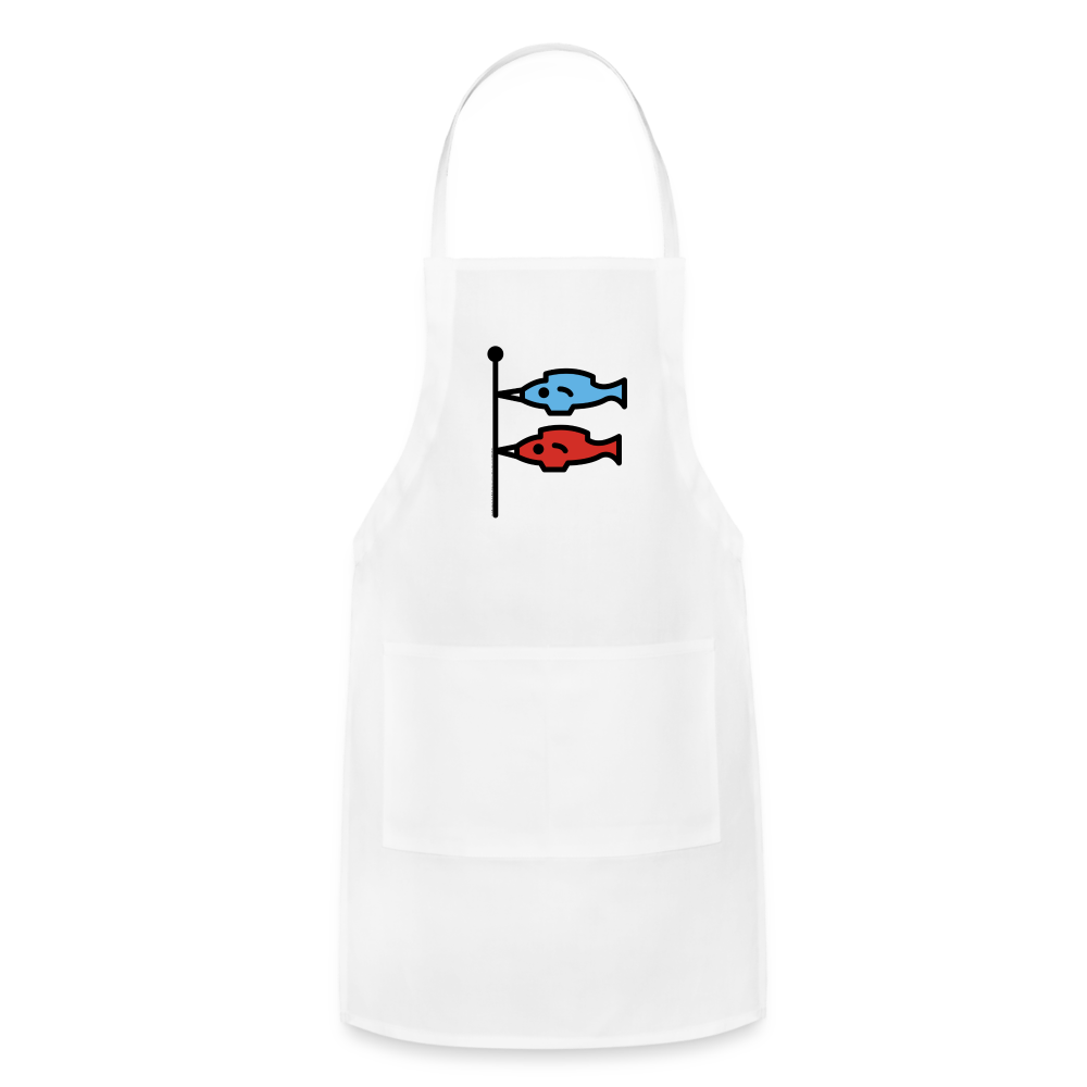 Customizable Carp Streamer Moji (Japanese koinobori) Adjustable Apron - Emoji.Express - white