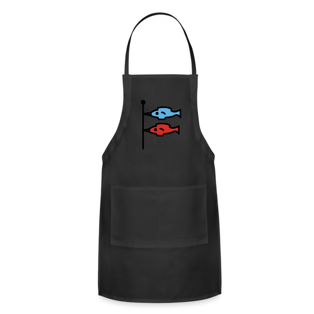 Customizable Carp Streamer Moji (Japanese koinobori) Adjustable Apron - Emoji.Express - black