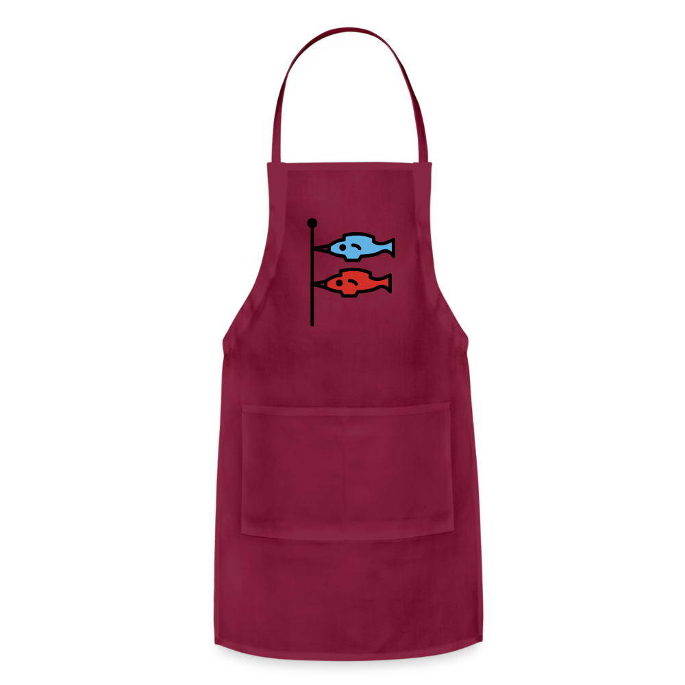 Customizable Carp Streamer Moji (Japanese koinobori) Adjustable Apron - Emoji.Express - burgundy