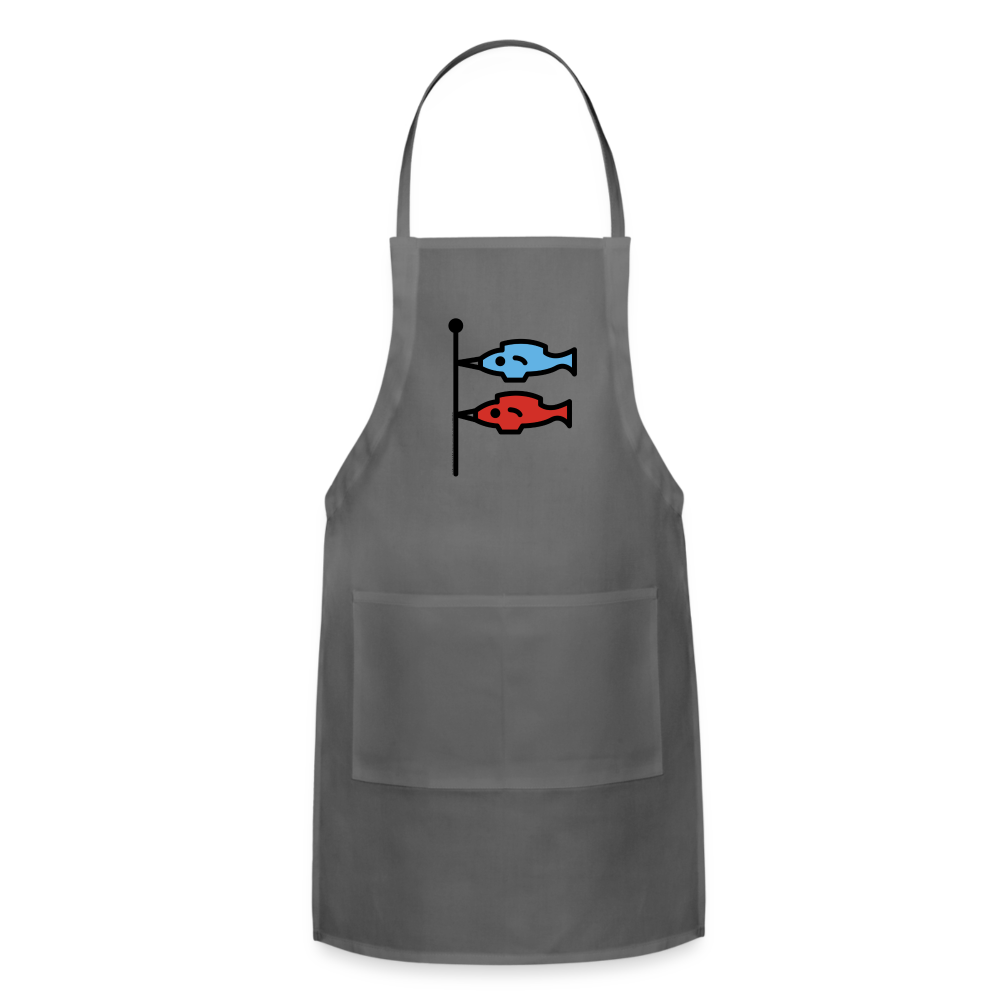 Customizable Carp Streamer Moji (Japanese koinobori) Adjustable Apron - Emoji.Express - charcoal