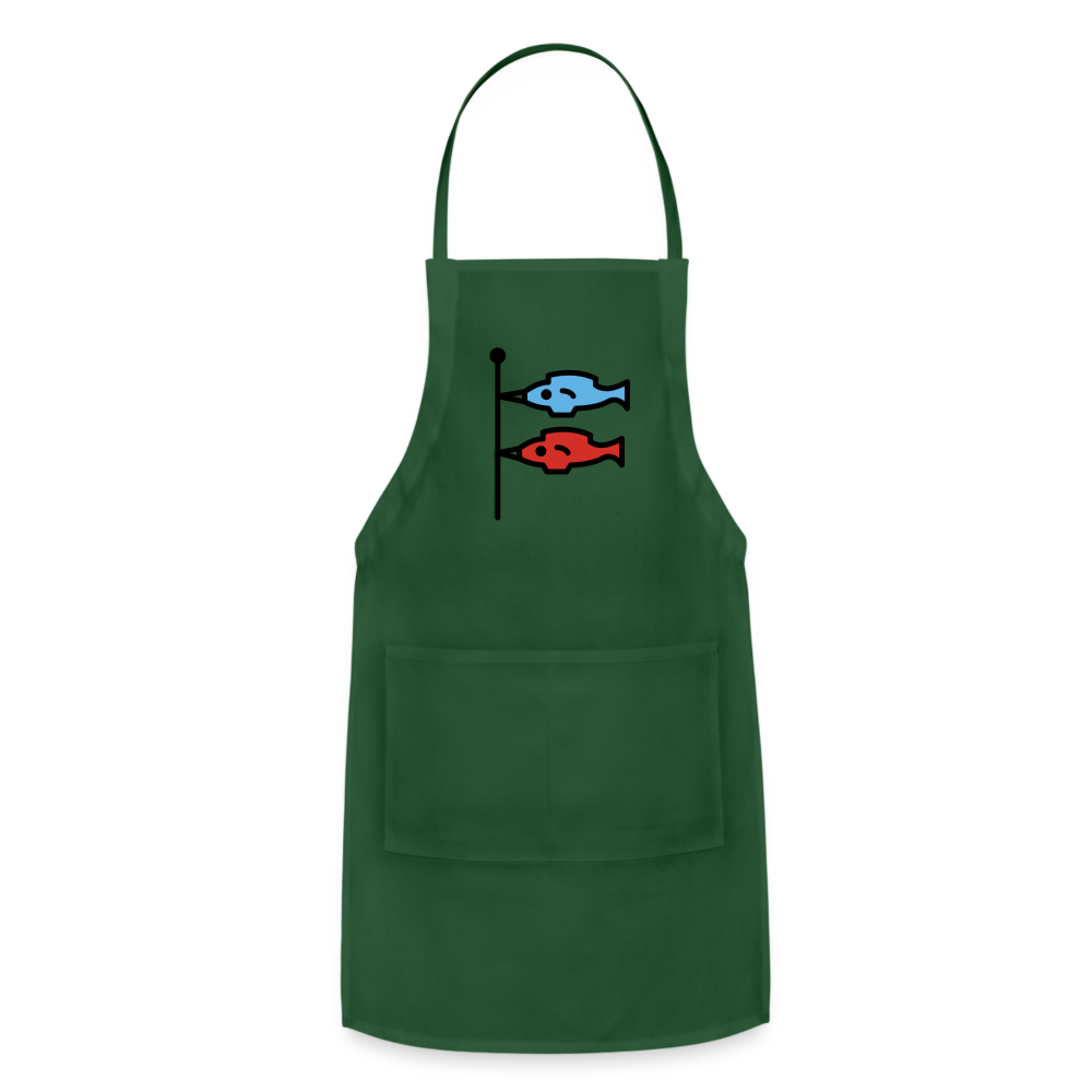 Customizable Carp Streamer Moji (Japanese koinobori) Adjustable Apron - Emoji.Express - forest green