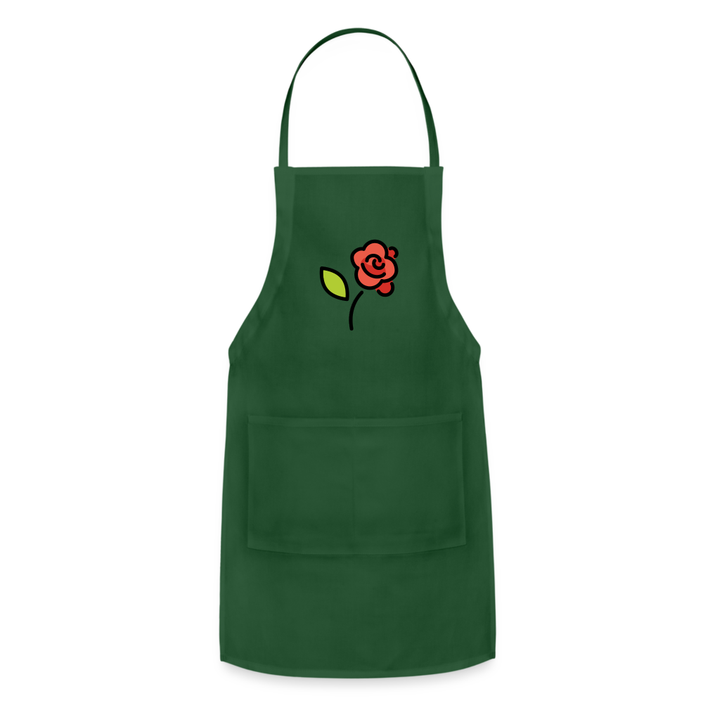 Customizable Rose Moji Adjustable Apron - Emoji.Express - forest green