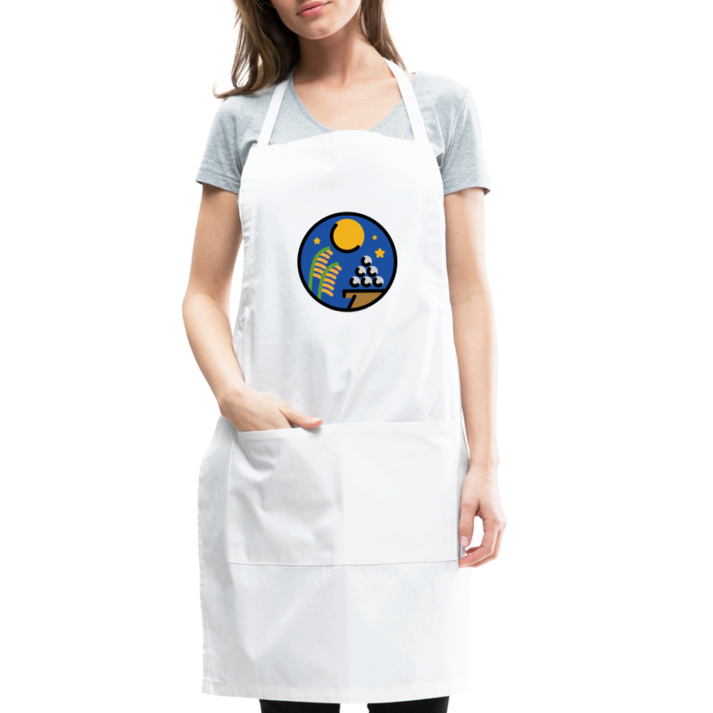 Customizable Moon Viewing Ceremony Moji (Tsukimi) Adjustable Apron - Emoji.Express - white