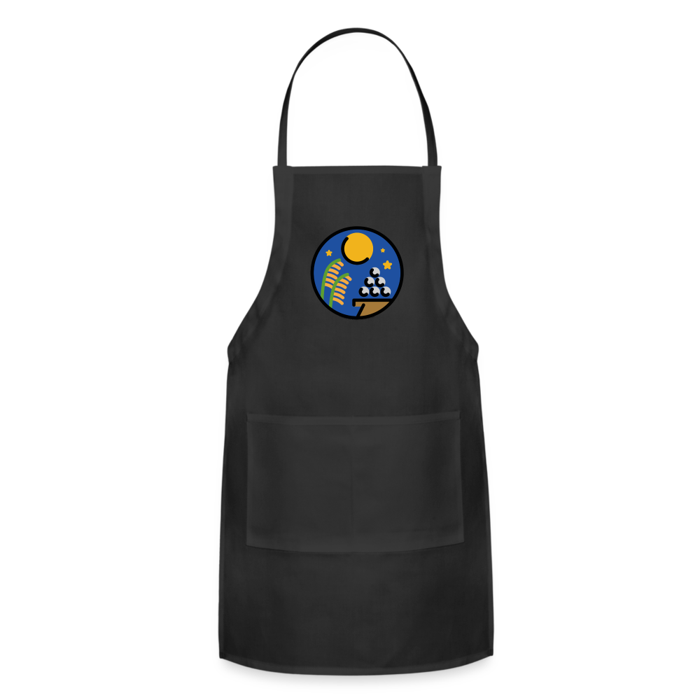 Customizable Moon Viewing Ceremony Moji (Tsukimi) Adjustable Apron - Emoji.Express - black