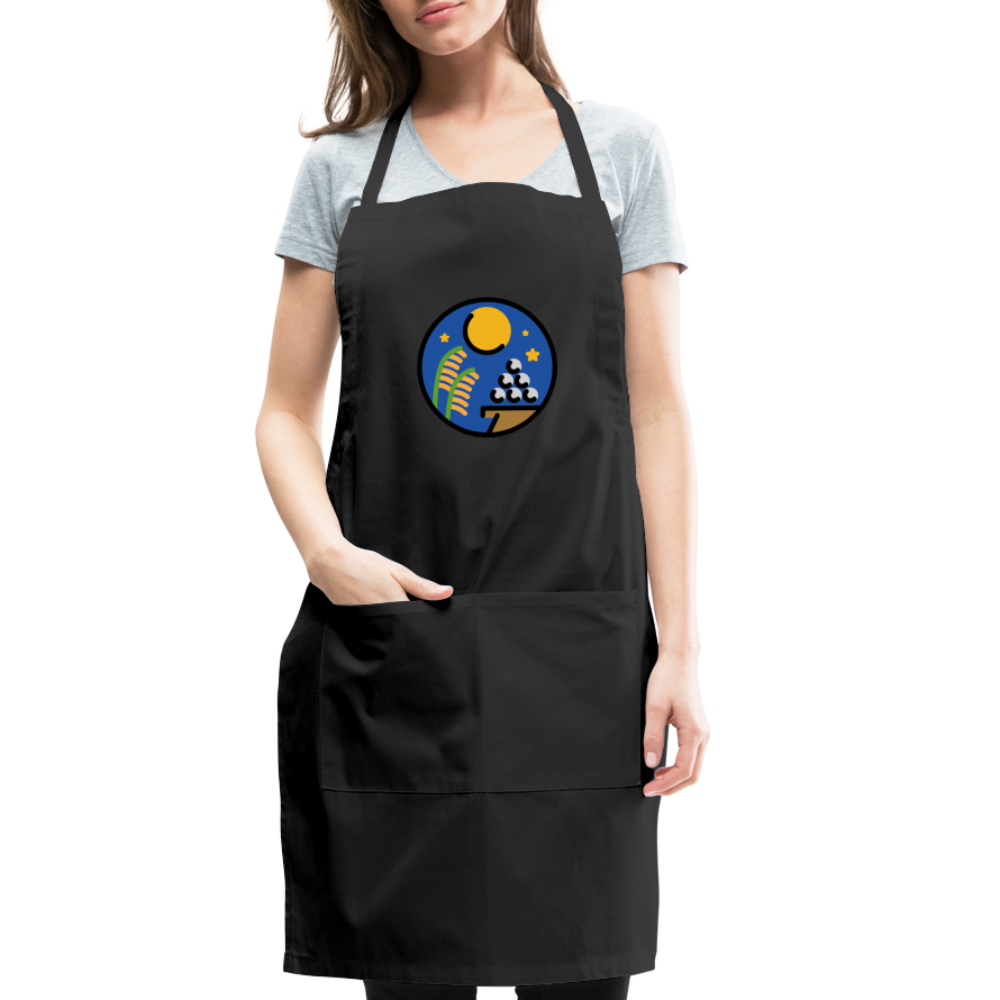 Customizable Moon Viewing Ceremony Moji (Tsukimi) Adjustable Apron - Emoji.Express - black