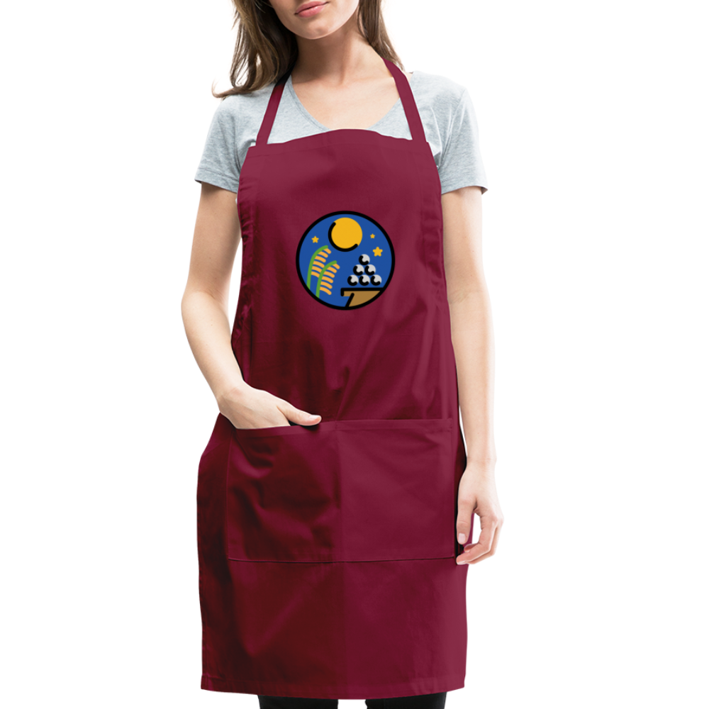 Customizable Moon Viewing Ceremony Moji (Tsukimi) Adjustable Apron - Emoji.Express - burgundy