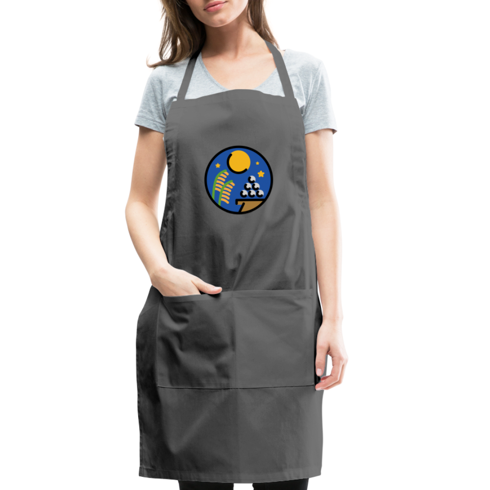 Customizable Moon Viewing Ceremony Moji (Tsukimi) Adjustable Apron - Emoji.Express - charcoal