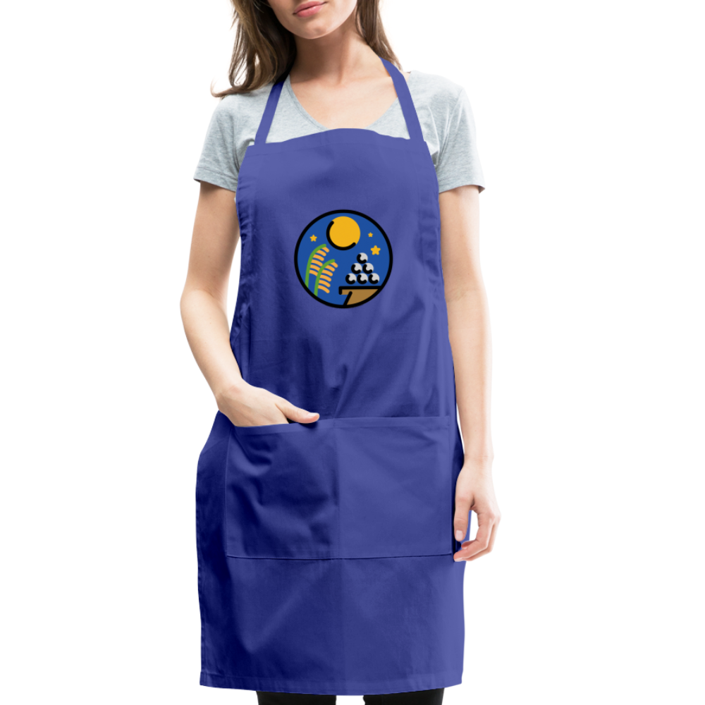 Customizable Moon Viewing Ceremony Moji (Tsukimi) Adjustable Apron - Emoji.Express - royal blue