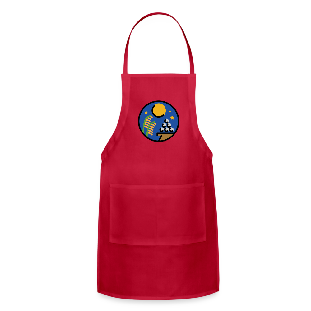 Customizable Moon Viewing Ceremony Moji (Tsukimi) Adjustable Apron - Emoji.Express - red