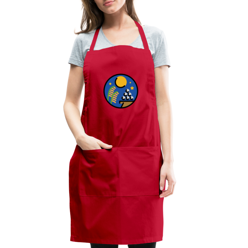 Customizable Moon Viewing Ceremony Moji (Tsukimi) Adjustable Apron - Emoji.Express - red