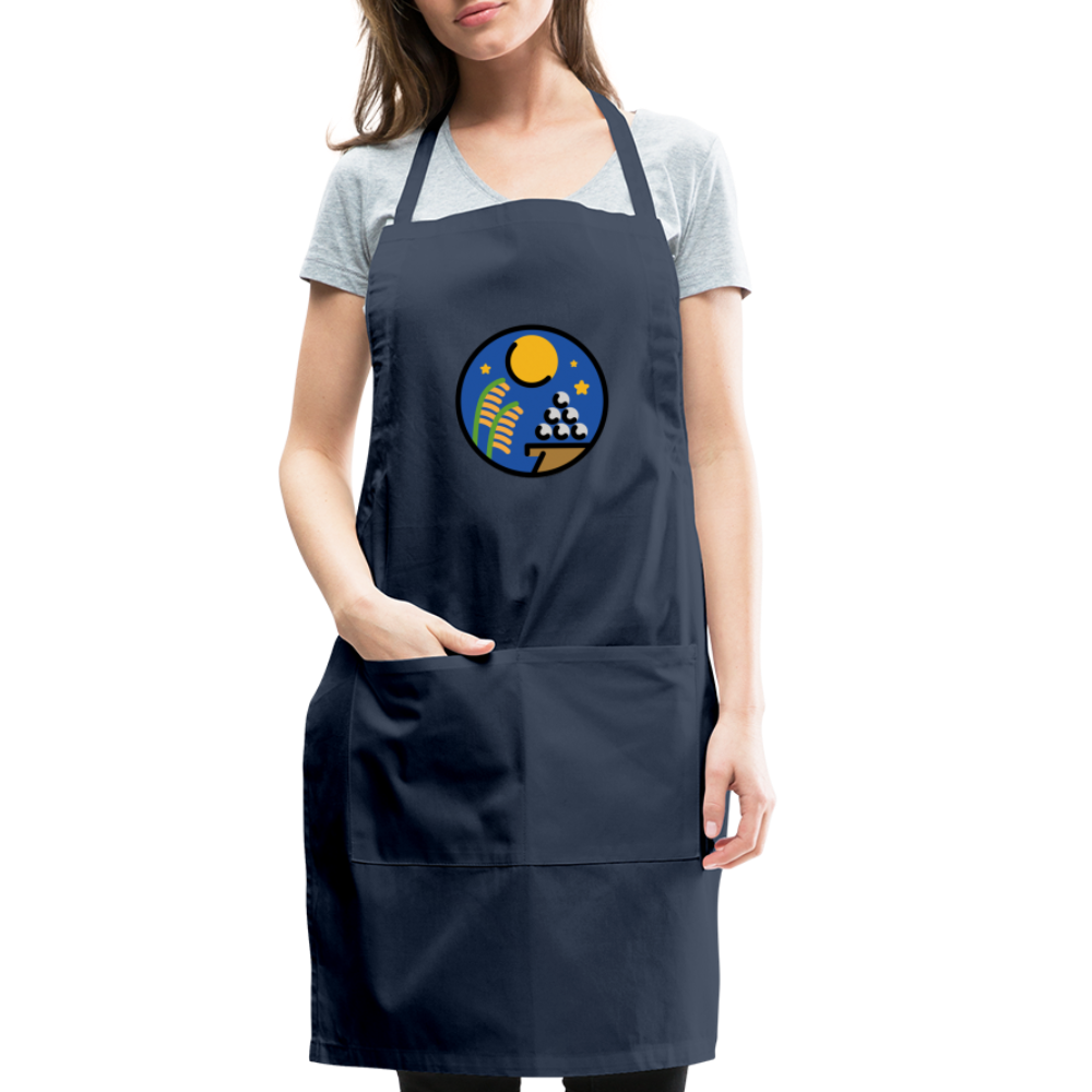 Customizable Moon Viewing Ceremony Moji (Tsukimi) Adjustable Apron - Emoji.Express - navy