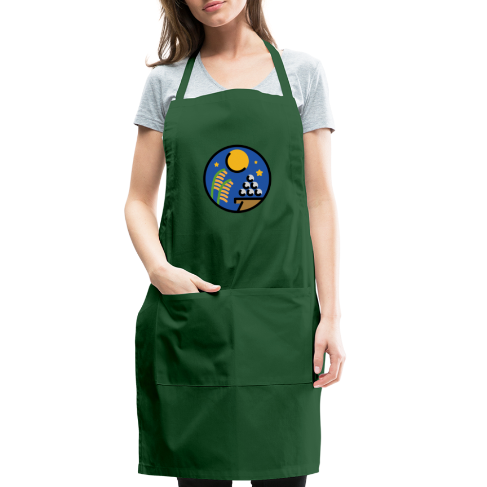 Customizable Moon Viewing Ceremony Moji (Tsukimi) Adjustable Apron - Emoji.Express - forest green