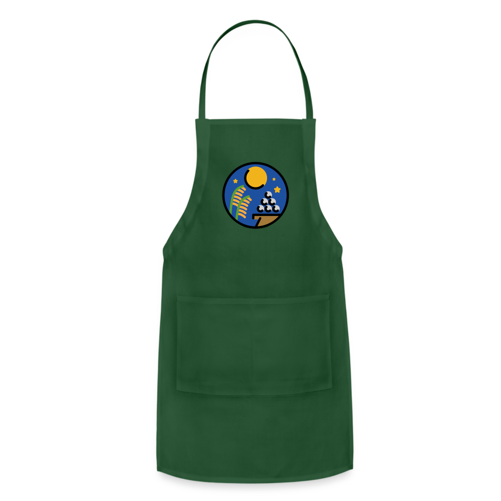 Customizable Moon Viewing Ceremony Moji (Tsukimi) Adjustable Apron - Emoji.Express - forest green