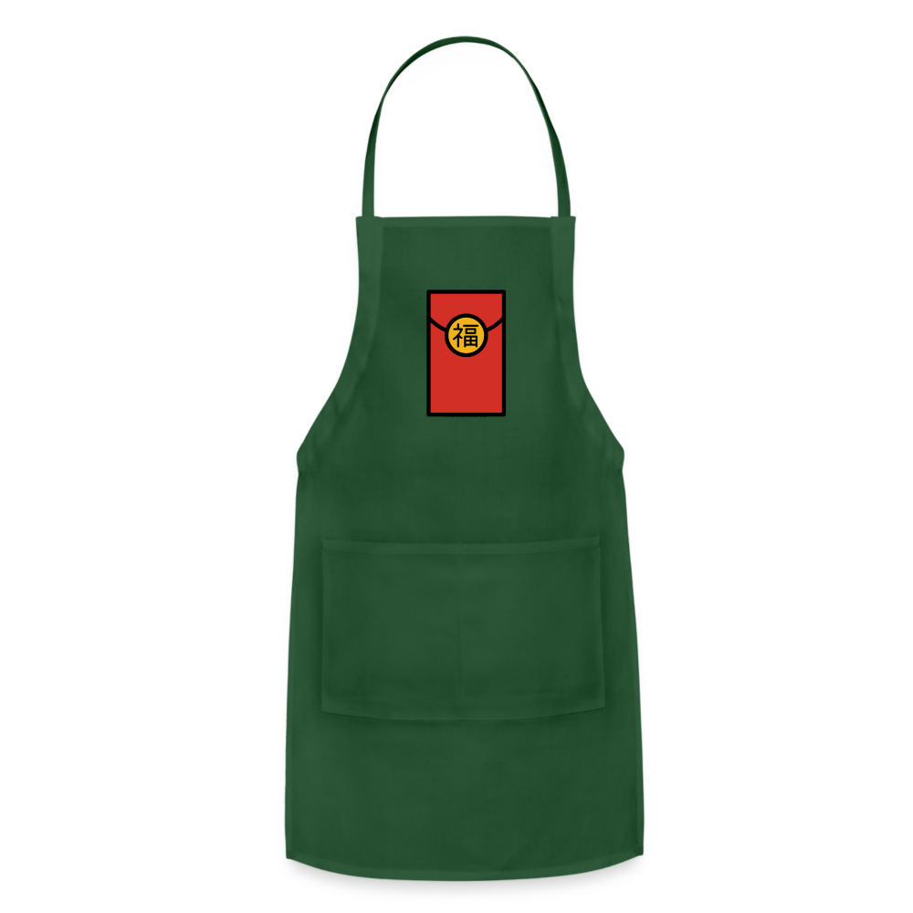 Customizable Red Envelope Moii Adjustable Apron - Emoji.Express - forest green