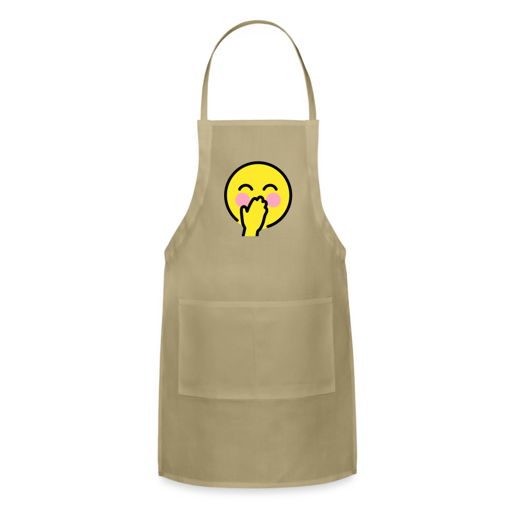 Customizable Face with Hand Over Mouth Moji Adjustable Apron - Emoji.Express - khaki