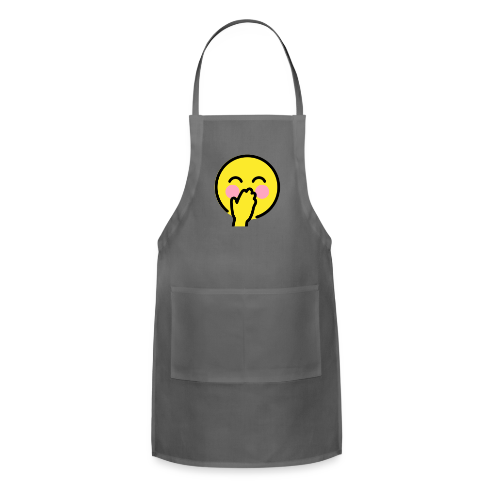 Customizable Face with Hand Over Mouth Moji Adjustable Apron - Emoji.Express - charcoal