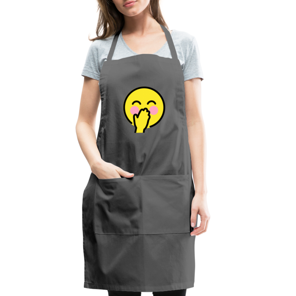 Customizable Face with Hand Over Mouth Moji Adjustable Apron - Emoji.Express - charcoal