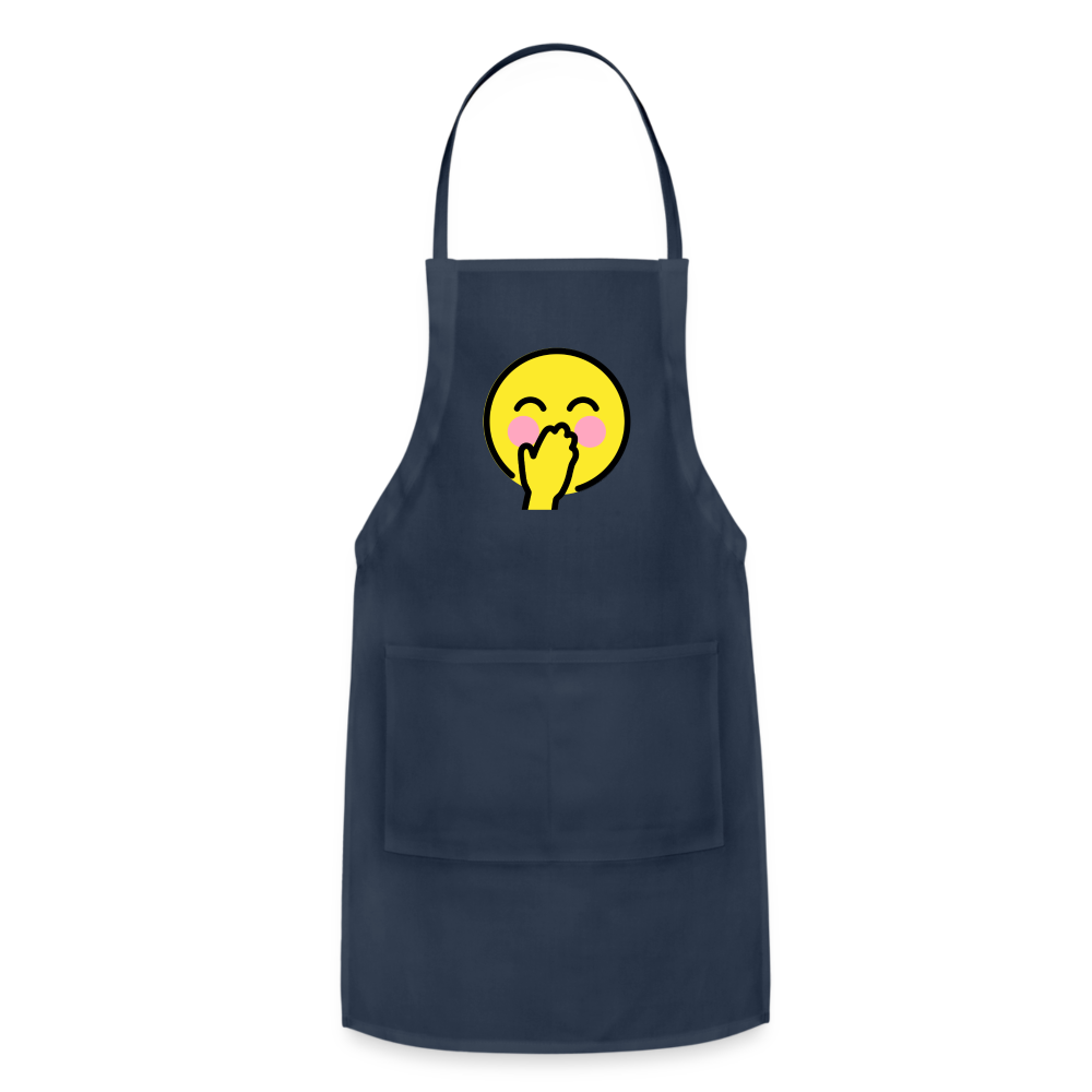 Customizable Face with Hand Over Mouth Moji Adjustable Apron - Emoji.Express - navy