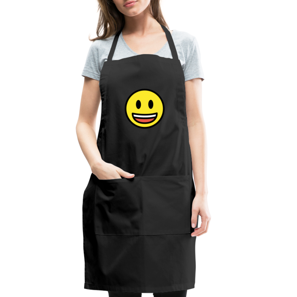 Customizable Grinning Face with Big Eyes Moji Adjustable Apron - Emoji.Express - black