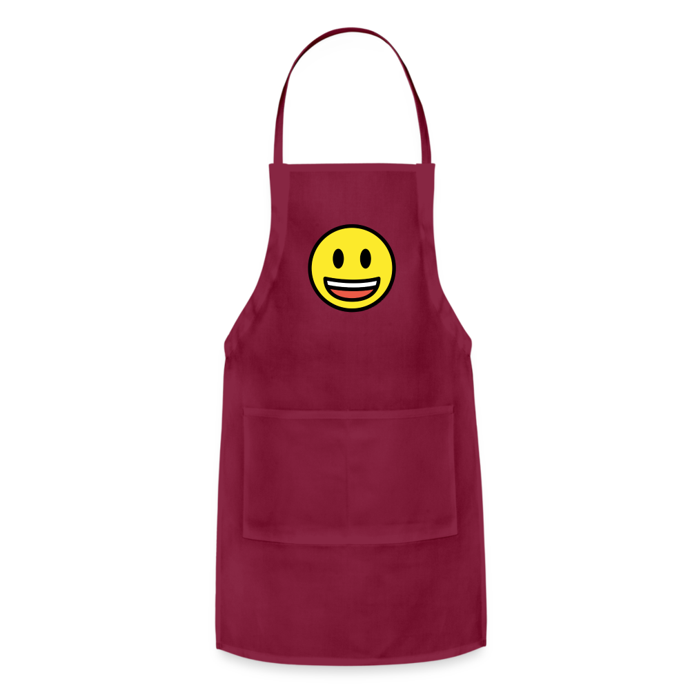 Customizable Grinning Face with Big Eyes Moji Adjustable Apron - Emoji.Express - burgundy