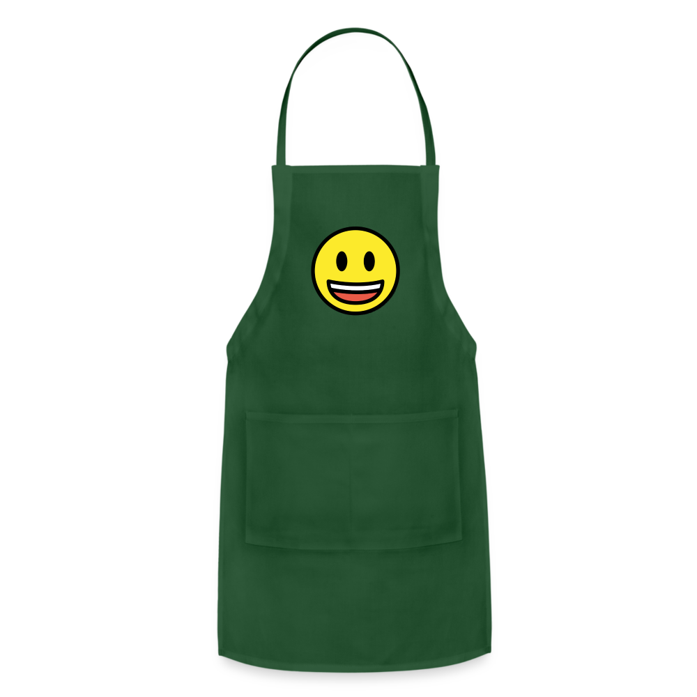 Customizable Grinning Face with Big Eyes Moji Adjustable Apron - Emoji.Express - forest green