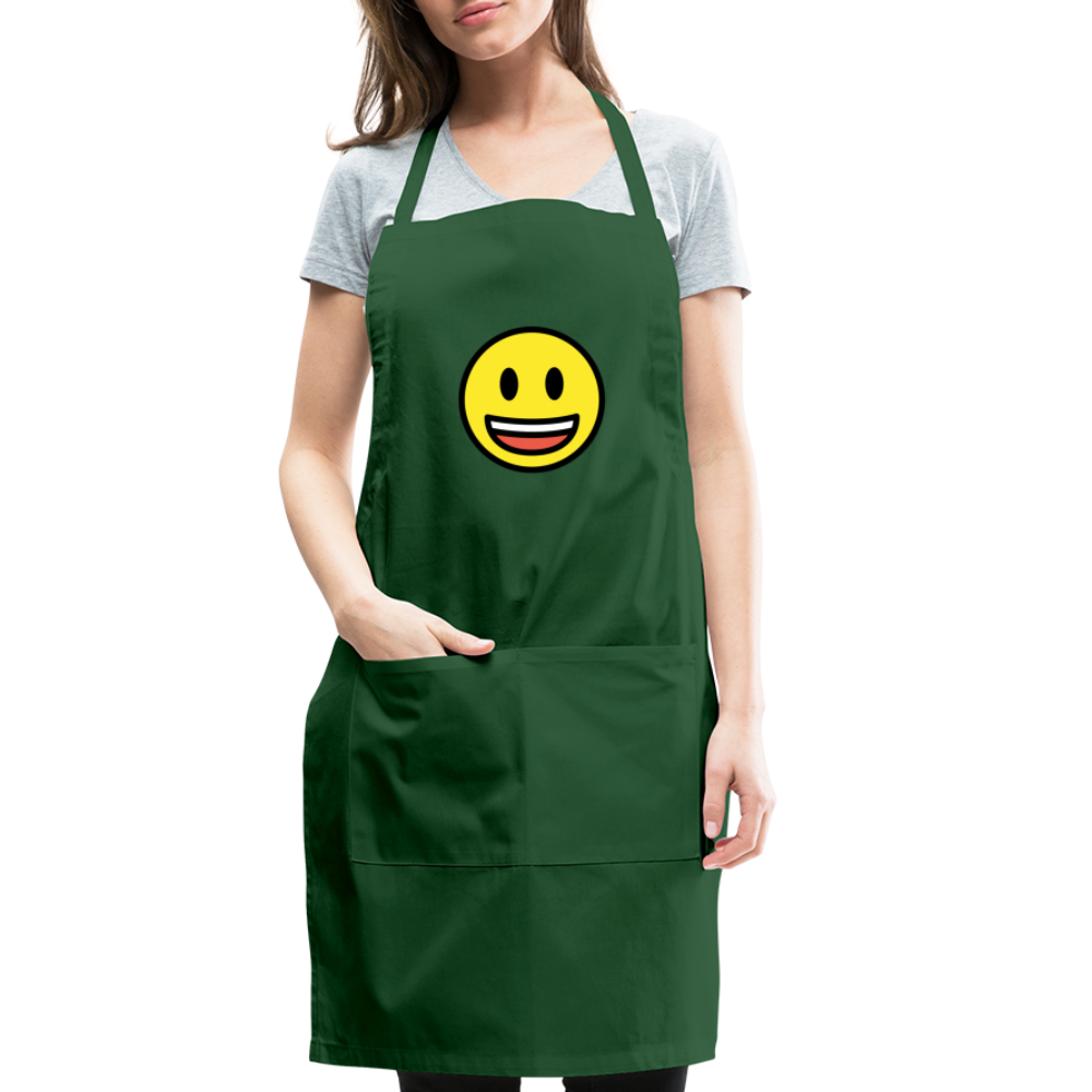 Customizable Grinning Face with Big Eyes Moji Adjustable Apron - Emoji.Express - forest green