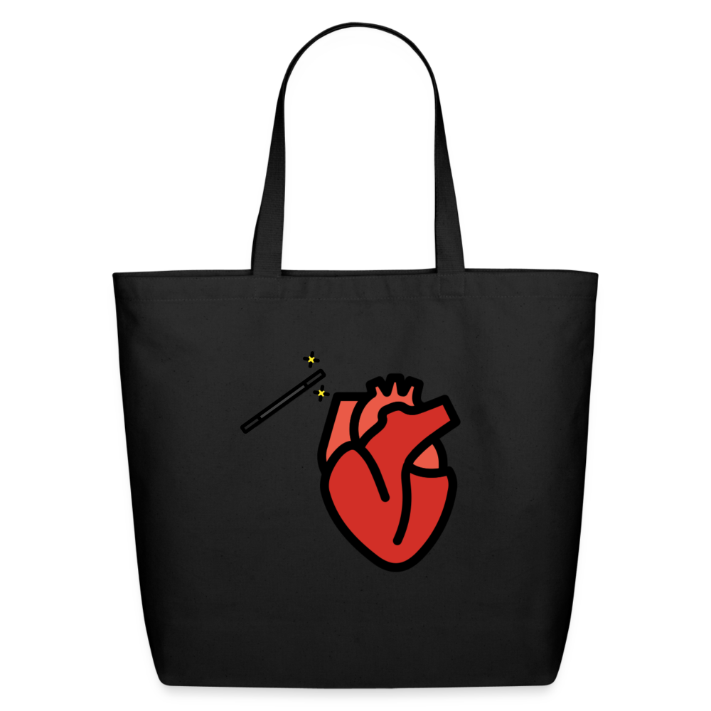 Customizable Manage Your Anatomical Heart Emoji Expression Moji Eco-Friendly Cotton Tote - Emoji.Express - black