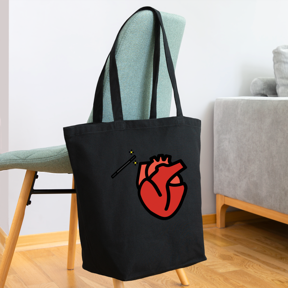 Customizable Manage Your Anatomical Heart Emoji Expression Moji Eco-Friendly Cotton Tote - Emoji.Express - black