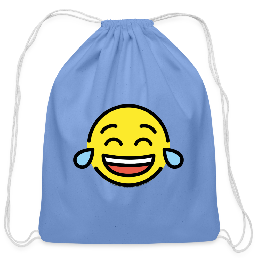 Customizable Face with Tears of Joy Moji Cotton Drawstring Bag - Emoji.Express - carolina blue