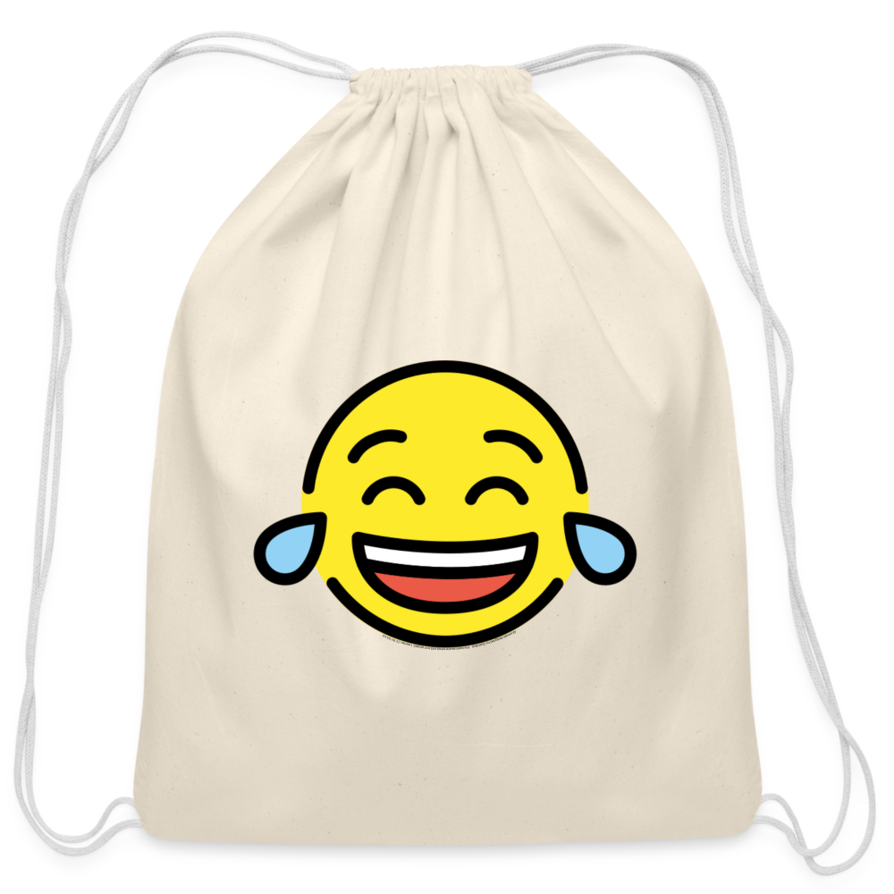 Customizable Face with Tears of Joy Moji Cotton Drawstring Bag - Emoji.Express - natural