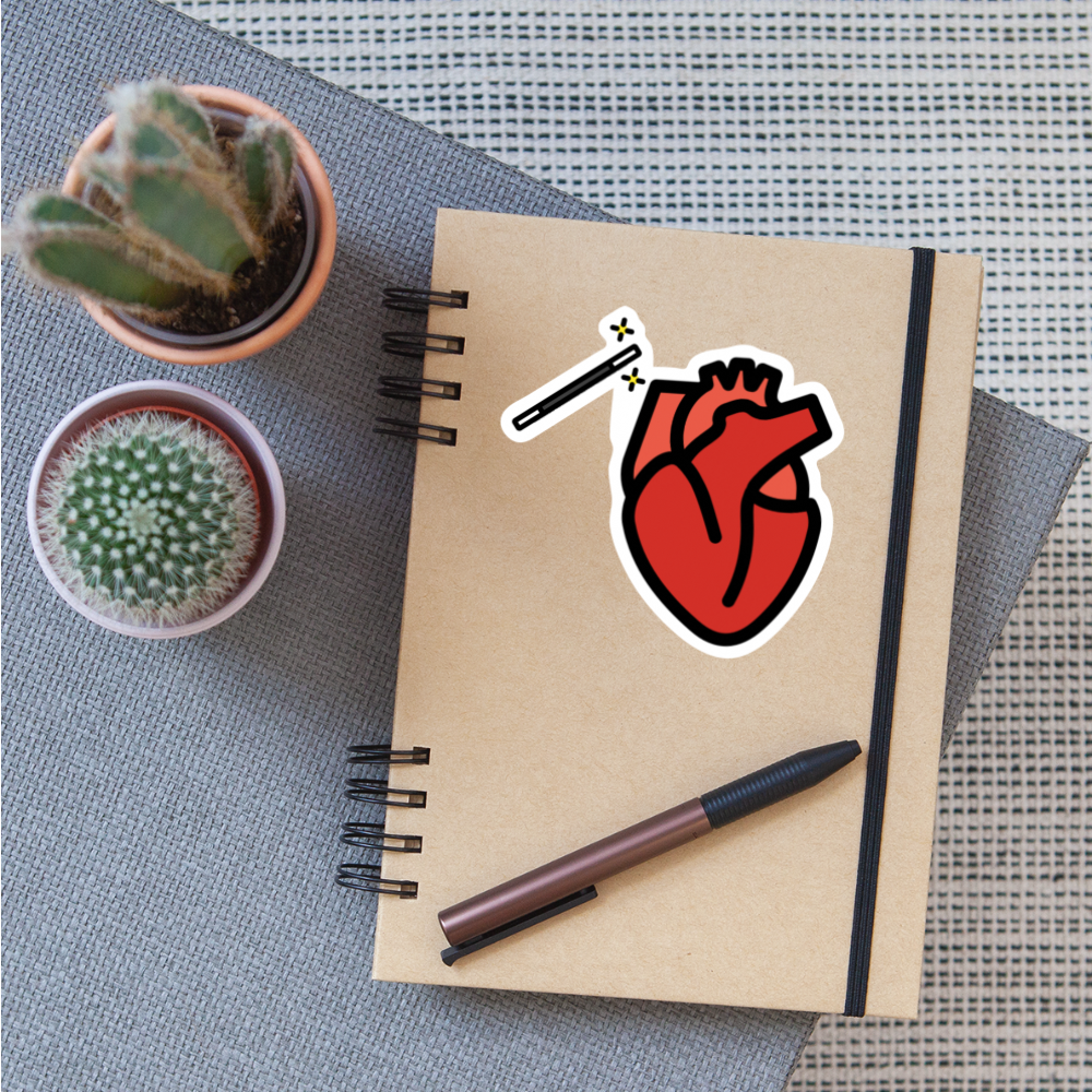 Manage Your Anatomical Heart Emoji Expression Moji Sticker - Emoji.Express - white matte
