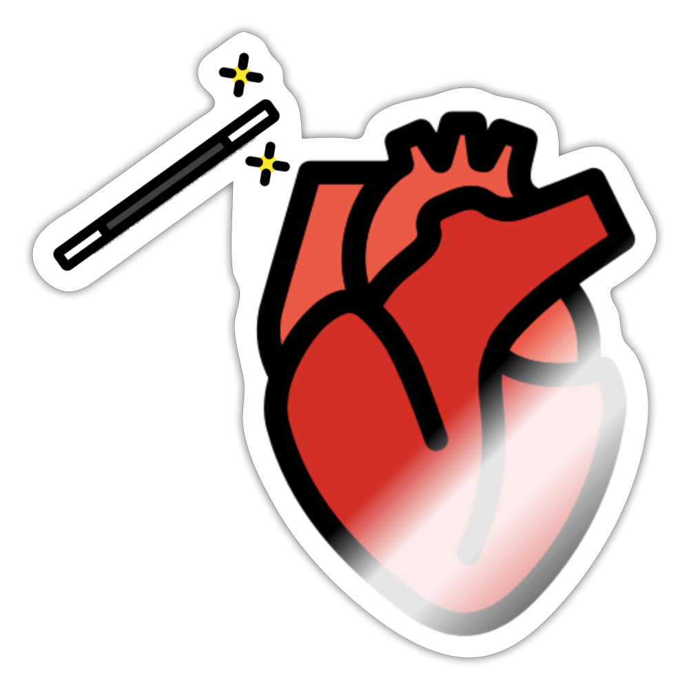 Manage Your Anatomical Heart Emoji Expression Moji Sticker - Emoji.Express - white glossy