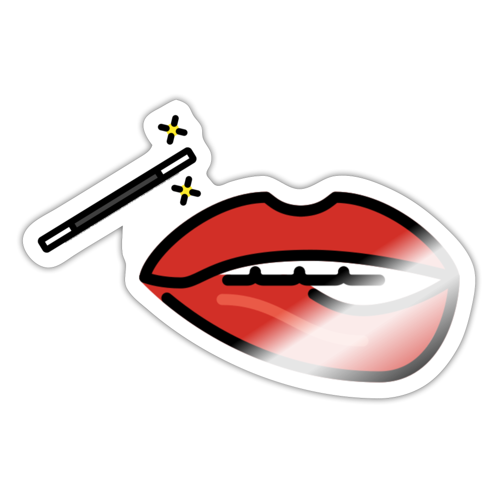 Manage Your Mouth Emoji Expression Moji Sticker - Emoji.Express - white glossy