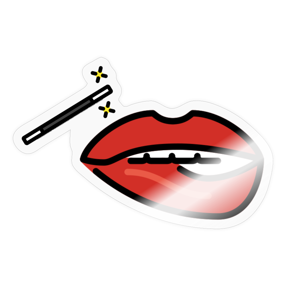 Manage Your Mouth Emoji Expression Moji Sticker - Emoji.Express - transparent glossy