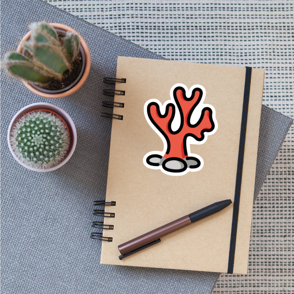 Coral Moji Sticker - Emoji.Express - white matte