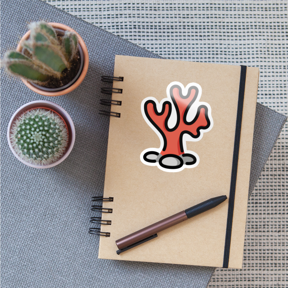 Coral Moji Sticker - Emoji.Express - white glossy