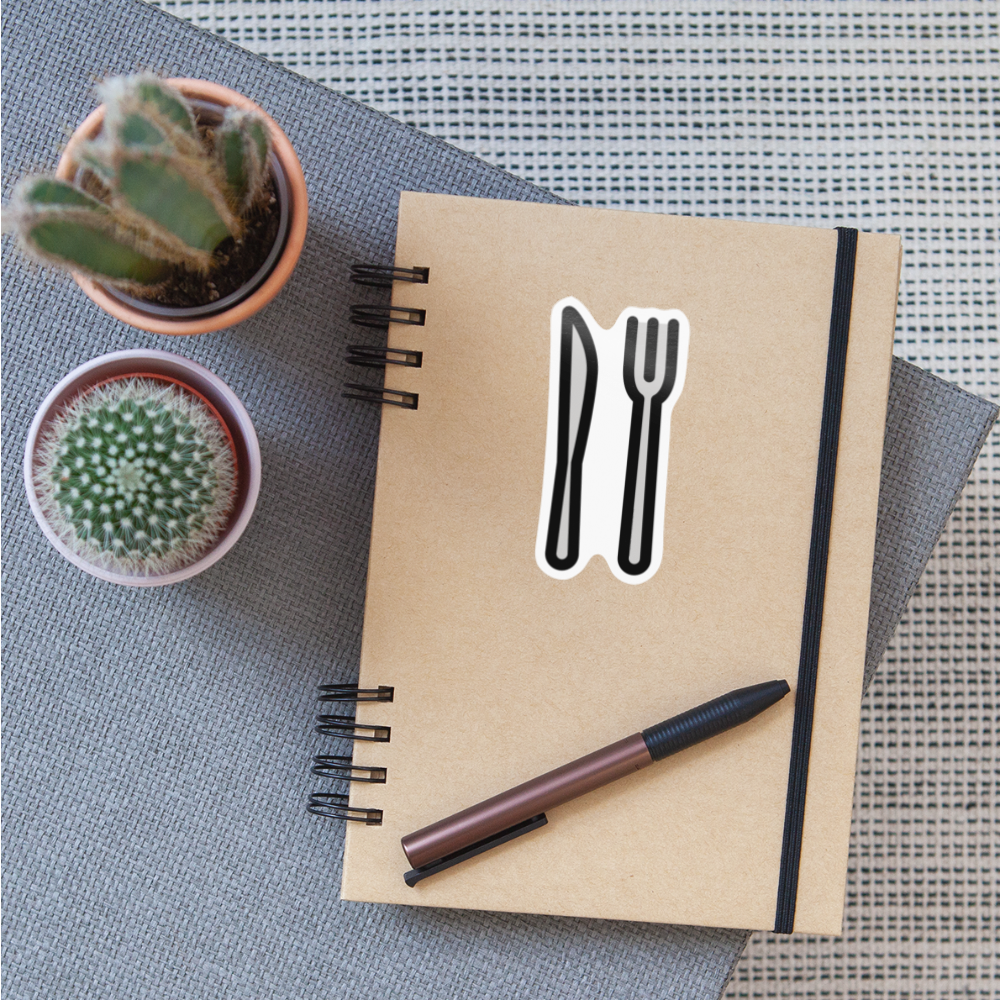 Fork and Knife Moji Sticker - Emoji.Express - white glossy