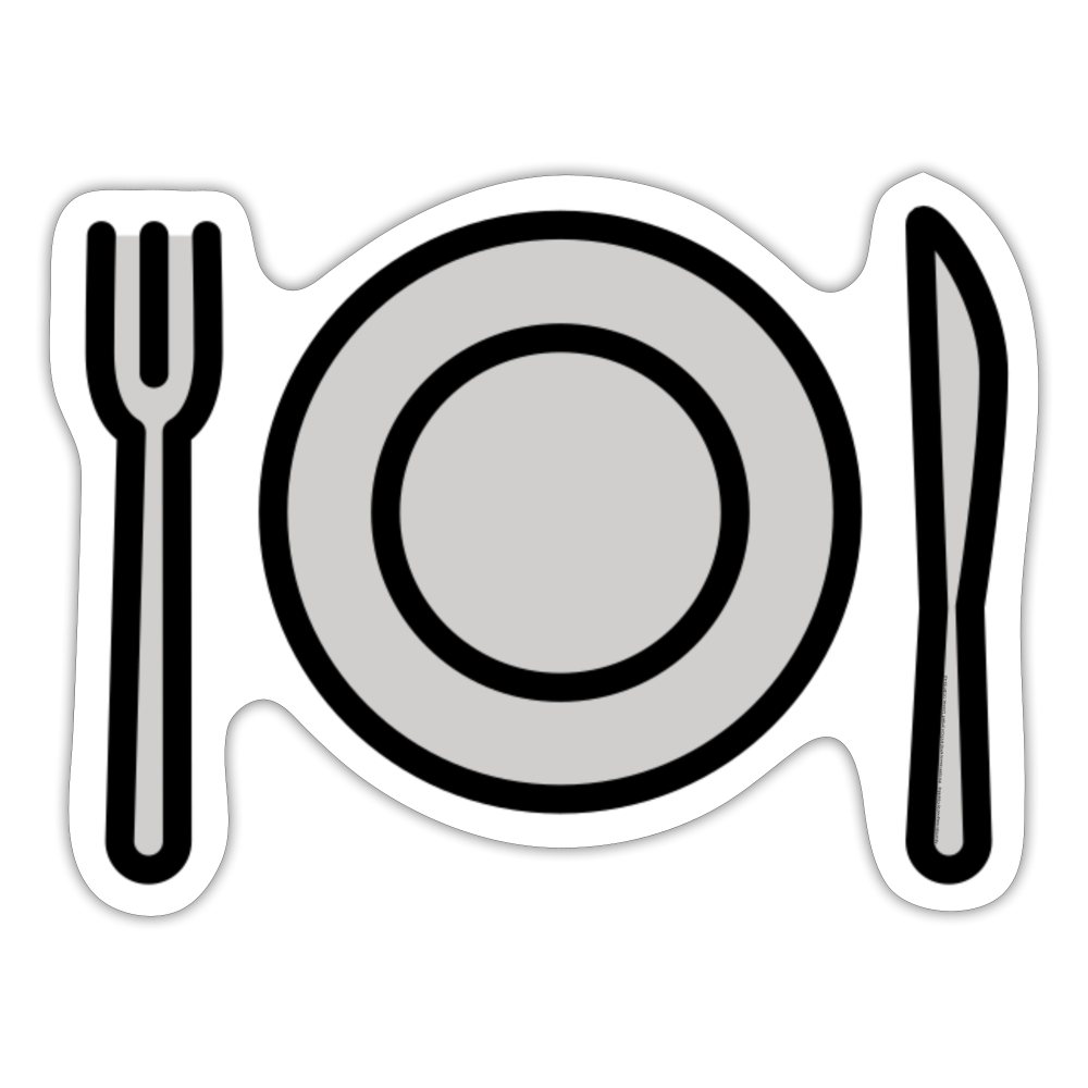 Fork and Knife with Plate Moji Sticker - Emoji.Express - white matte