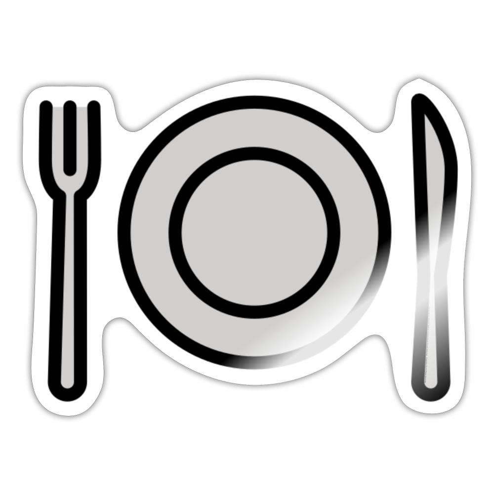 Fork and Knife with Plate Moji Sticker - Emoji.Express - white glossy