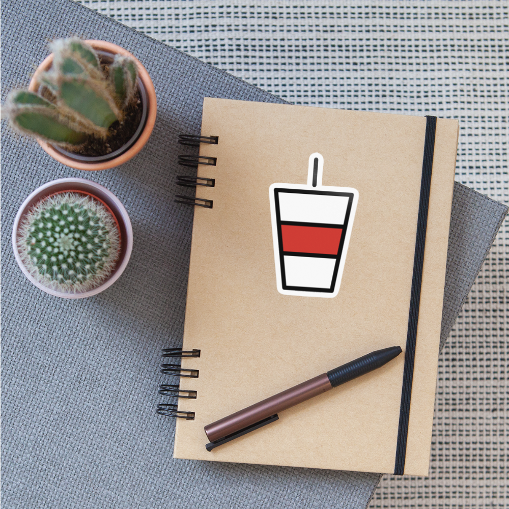 Cup with Straw Moji Sticker - Emoji.Express - white glossy