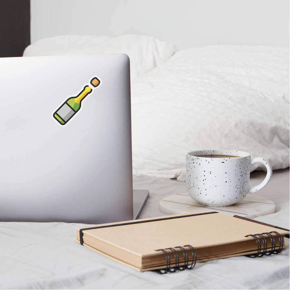 Bottle with Popping Cork Moji Sticker - Emoji.Express - white matte