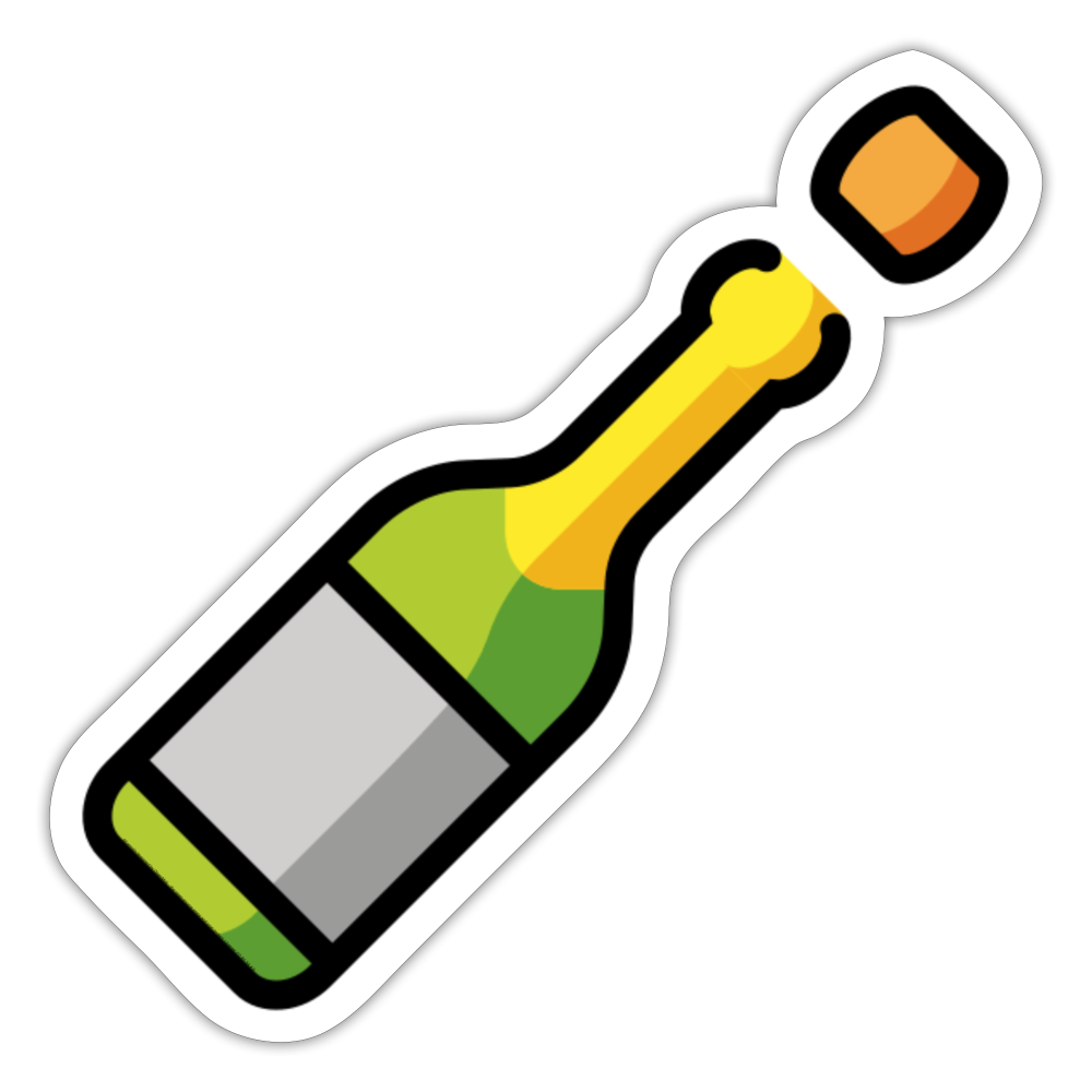 Bottle with Popping Cork Moji Sticker - Emoji.Express - white glossy
