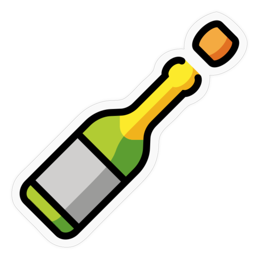 Bottle with Popping Cork Moji Sticker - Emoji.Express - transparent glossy