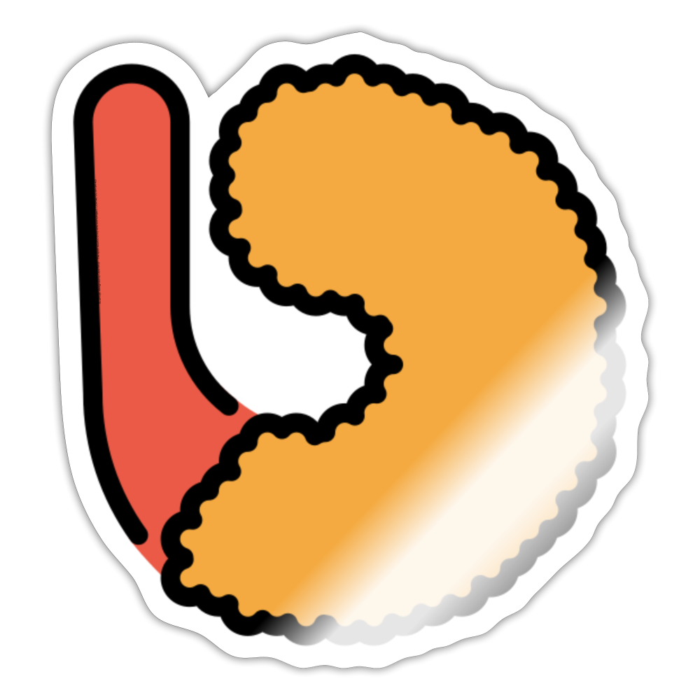 Fried Shrimp Moji Sticker - Emoji.Express - white glossy