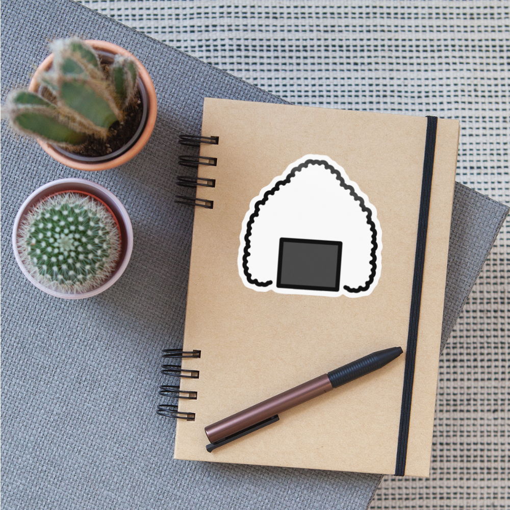 Rice Ball Moji Sticker - Emoji.Express - white glossy