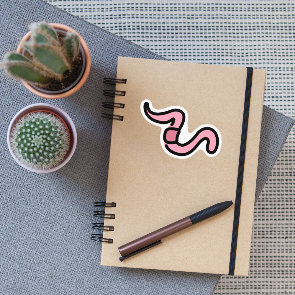 Worm Moji Sticker - Emoji.Express - white glossy