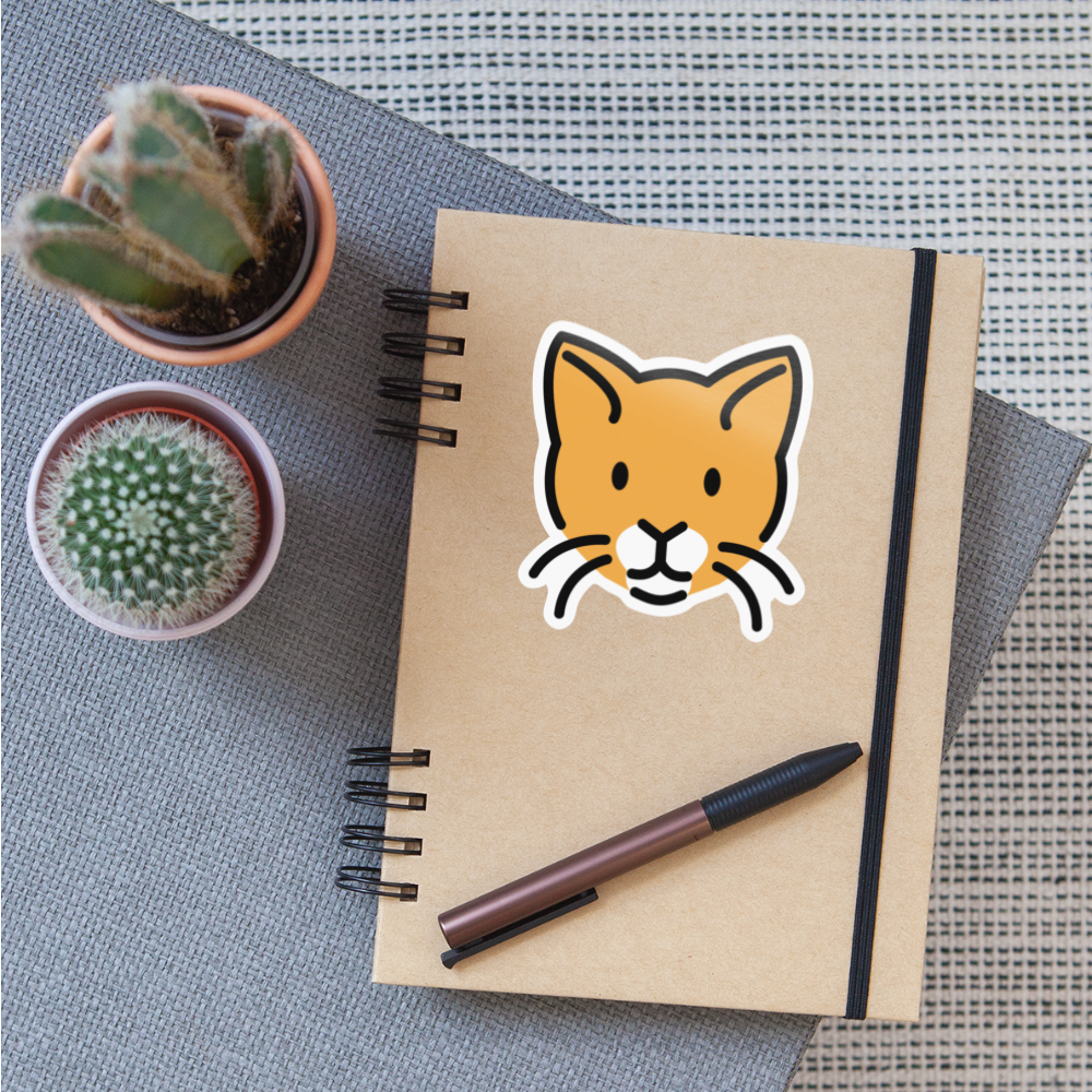 Cat Face Moji Sticker - Emoji.Express - white glossy