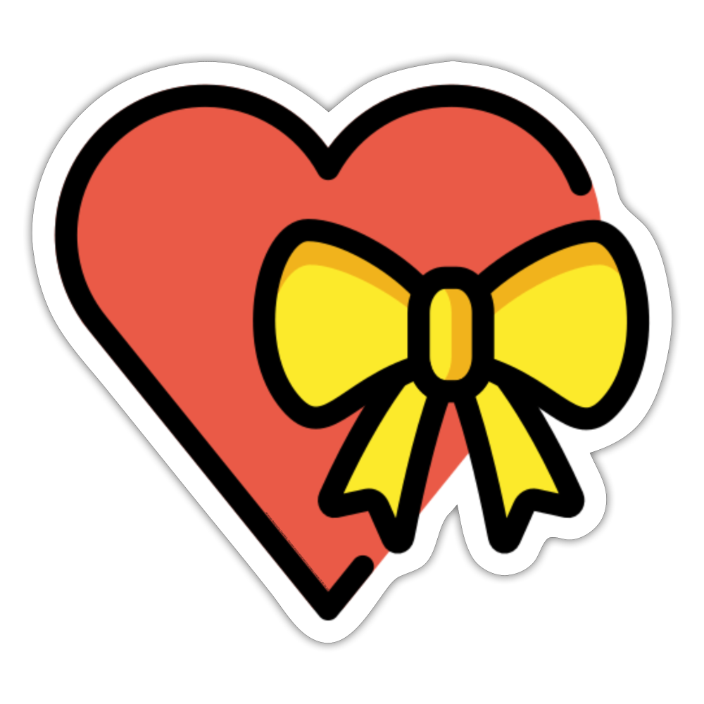 Heart with Ribbon Moji Sticker - Emoji.Express - white matte