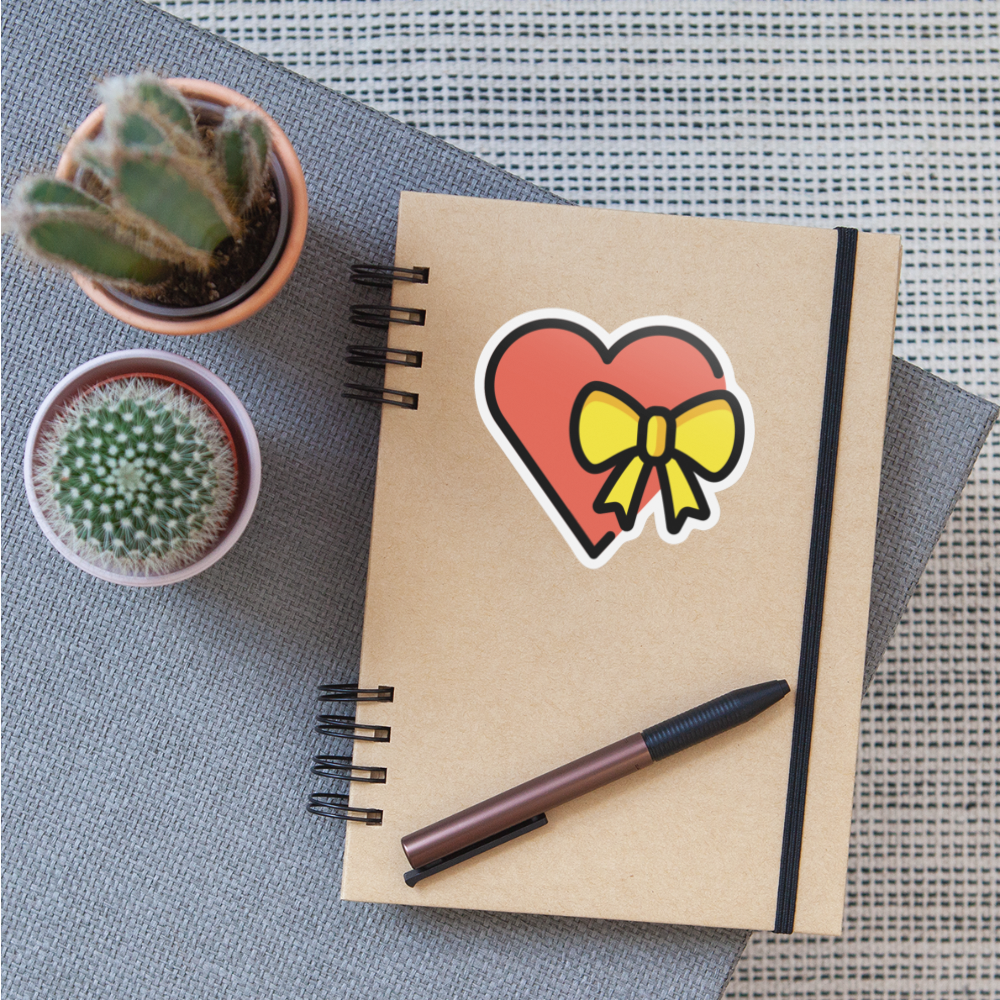 Heart with Ribbon Moji Sticker - Emoji.Express - white matte